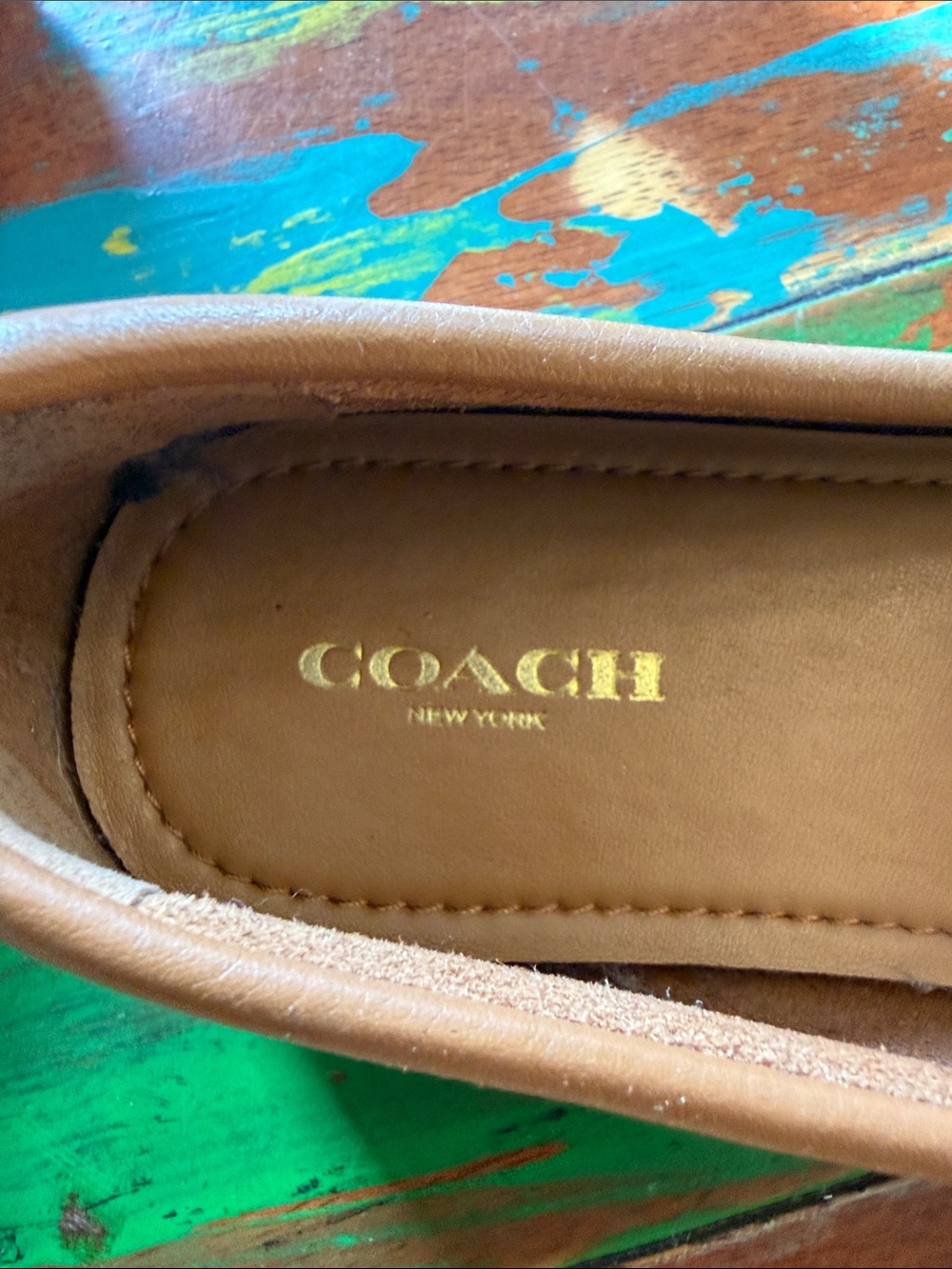 Coach Tan Leather Women’s Fredrica Loafers with Gold Hardware Size 7 Saddle Tan - Picture 7 of 12